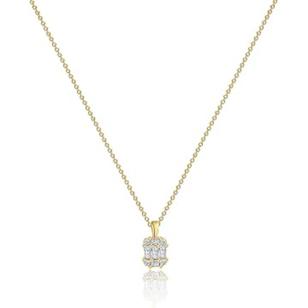 Design:Dainty gold necklace with white diamond